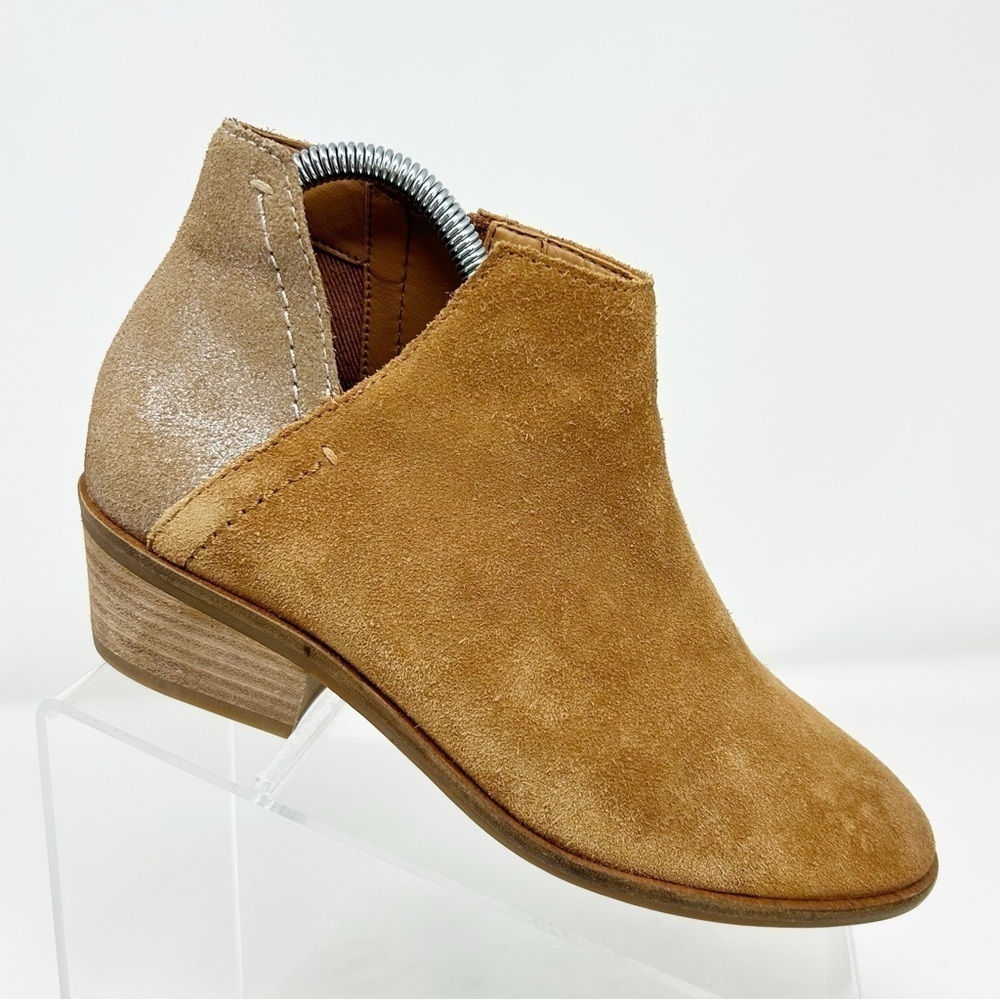 Frye & Co Caden Brown Tan and Metallic Silver Color Blocked Ankle Boots Size 7.5 - Picture 1 of 11